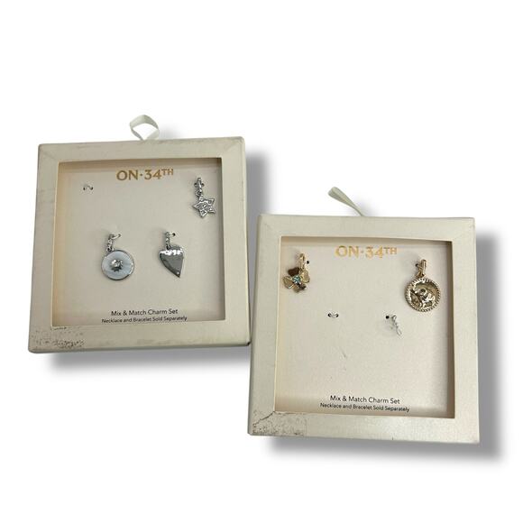 NEW On 34th Mix & Match Charm Bracelet Set Pendant Silver & Gold Elephant Star - Picture 1 of 8